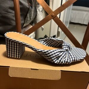 J crew factory slides in gingham size 8